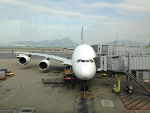 タイ航空 A380 ビジネスクラス搭乗記 香港-バンコク 画像